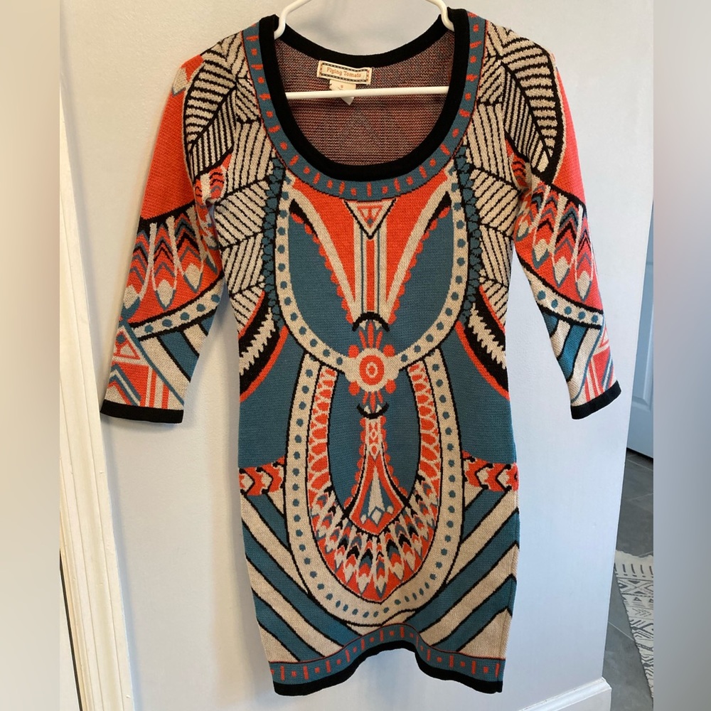 Flying Tomato Tribal Pattern Sweater Dress size Small